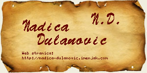 Nadica Dulanović vizit kartica